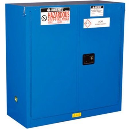 JUSTRITE Sure-Grip„¢ EX Hazardous Material Steel Safety Cabinet, 30 Gal., 2 Self-Close Doors, Royal Blue 863028